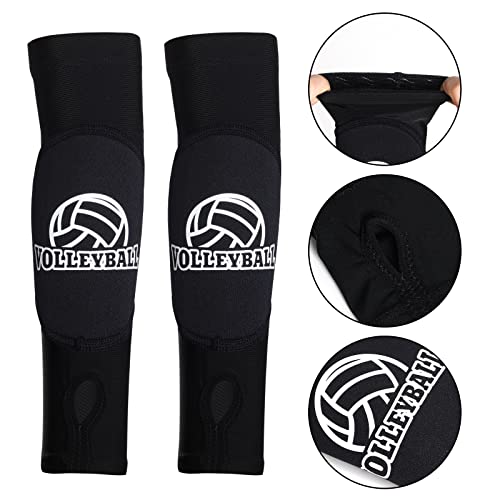 obmwang 2 Pieces Volleyball Accessories Including Volleyball Knee Pads and Volleyball Arm Sleeves with Protection Pads and Thumb Hole for Women Girls Teens Volleyball Training - color: Black