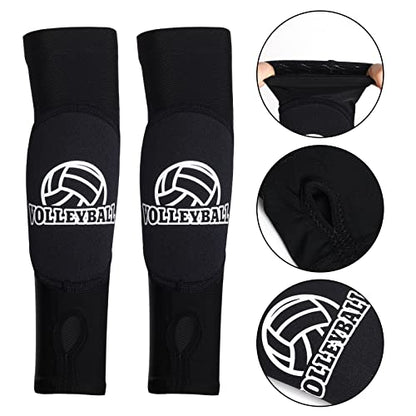 obmwang 2 Pieces Volleyball Accessories Including Volleyball Knee Pads and Volleyball Arm Sleeves with Protection Pads and Thumb Hole for Women Girls Teens Volleyball Training - color: Black