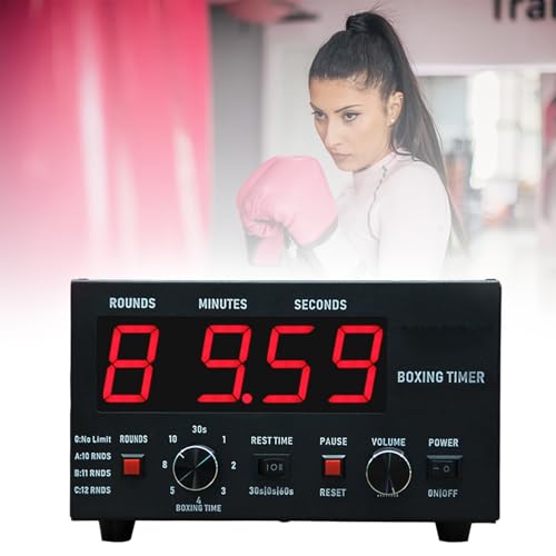 Boxing Interval Timer,Professional Gym Timer,Portable Boxing Training Timer,with Beep/LED Display,for Muay Thai/MMA (Red) - color: Red
