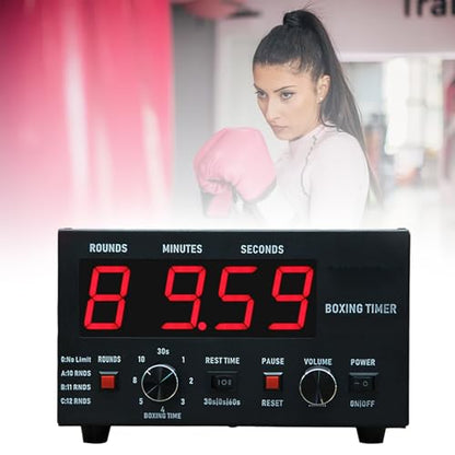 Boxing Interval Timer,Professional Gym Timer,Portable Boxing Training Timer,with Beep/LED Display,for Muay Thai/MMA (Red) - color: Red