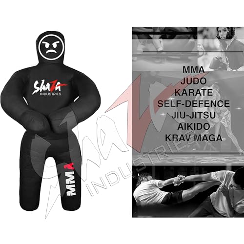 Shaza Grappling Kids Dummy for Fitness & Training, Pose, Strike & Throw Wrestling Dummy for 100cm. Punching Dummy for MMA, Jiu-Jitsu, Judo, Karate & Wrestling Practice & Sparring - color: Black