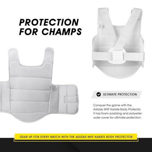 adidas WKF Approved Karate Chest Protector - White w/ Black Logo - size: Large