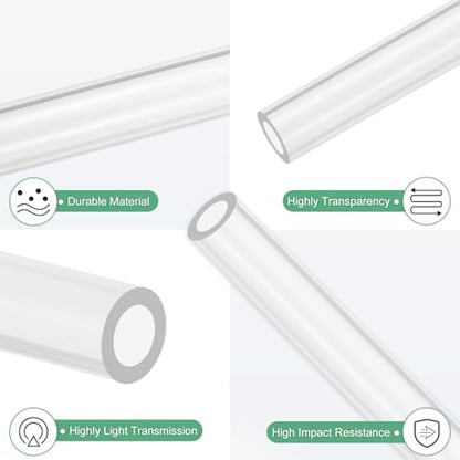 M METERXITY 2-Pack Clear Rigid Acrylic Pipe, 7mm[0.28"] ID x 11mm[0.43"] OD Plastic Round Tube for Water Cooling System/Lamps/Fountains/Aquariums/Display Stand, Acrylic Tubing [305mm/12IN] - size: 7mm ID x 11mm OD