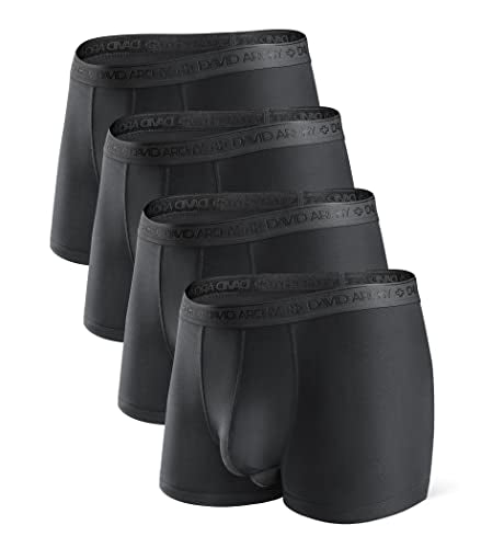 DAVID ARCHY Men's Underwear Modal Boxer Briefs Trunks Multi-Pack - color: A1, Black - 3.5" in 4 Pack, size: Large