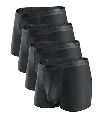 DAVID ARCHY Men's Underwear Modal Boxer Briefs Trunks Multi-Pack - color: A1, Black - 3.5" in 4 Pack, size: X-Large