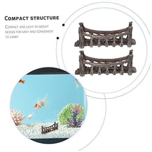 2pcs Simulated Suspension Bridge Decor Resin Craft Landscape Fish Tank Decor Aquarium Bridge Ornament Decoration