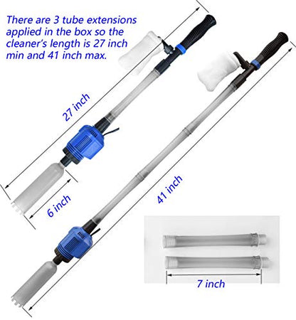 Auto Electric Aquarium Gravel Cleaner, 3 in 1 Automatic Sludge Extractor for Fish Plant Tanks
