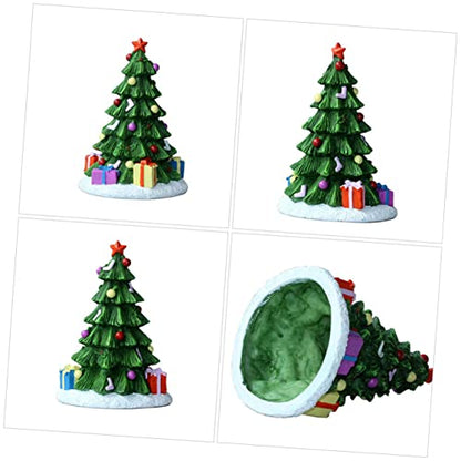 Fish Tank Christmas Decoration - Reptile Aquarium Tree Decor - Turtle Accessories for Tank - Table Resin Desktop