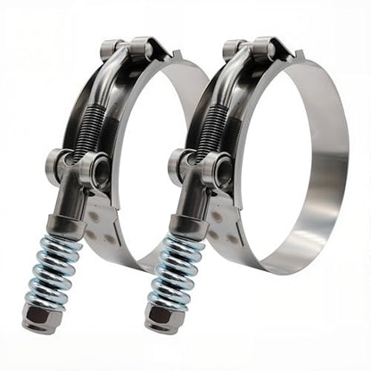 3" Heavy Duty T Bolt Hose Clamp Stainless Steel - Spring Loaded 81mm - 89mm for 3" I.D. Hose with 3mm - 6mm Wall Thickness, Auto-adjusting maintain Constant Clamping Force (81mm - 89mm, 2 Pack) - size: 3" Hose Clamp 81mm - 89mm (3.19" - 3.50")
