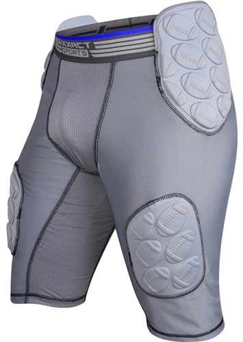 Exxact Sports Touchdown 5-Pad Youth Football Girdle with Cup Pocket - color: Gray, size: Youth X-Large