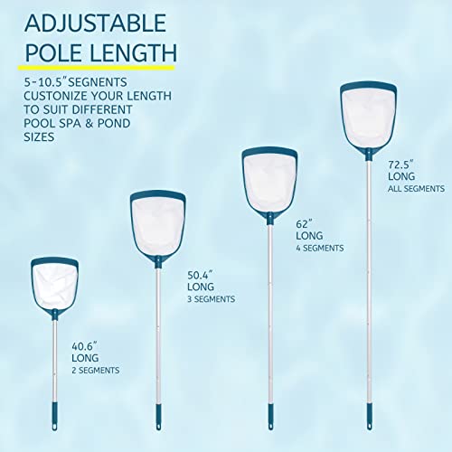 Upgrades Swimming Pool Leaf Net Skimmer Rake with Adjustable Aluminum Pole and Nylon Medium Fine Mesh for Cleaning Swimming Pools, Hot Tubs, Spas and Fountains - size: Pool Skimmer with Pole