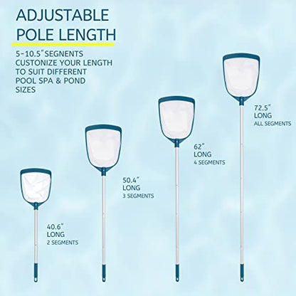 Upgrades Swimming Pool Leaf Net Skimmer Rake with Adjustable Aluminum Pole and Nylon Medium Fine Mesh for Cleaning Swimming Pools, Hot Tubs, Spas and Fountains - size: Pool Skimmer with Pole