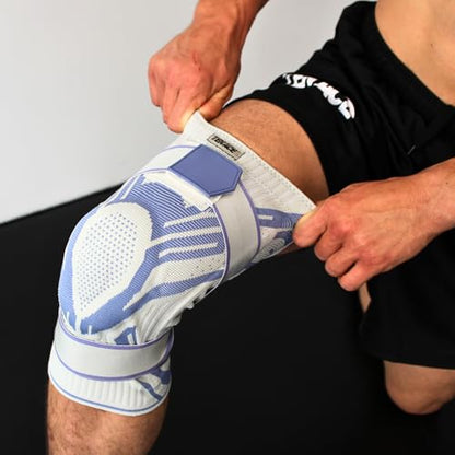 Tenace BJJ Knee Brace – Compression Knee Pad with Side Stabilizers & Gel Pad for Grappling, Jiu Jitsu, MMA, Wrestling, Judo & Muay Thai (1, Blue, Medium) - color: Blue, size: Medium