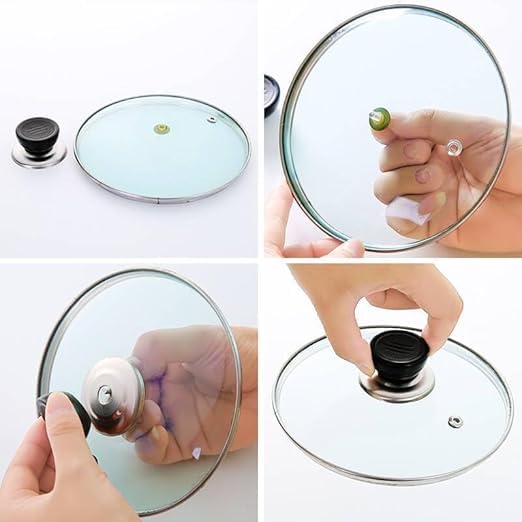 2 Pcs Universal Replaceable Pot Lid Handle Anti-Scald Pot Lid Handle For Wok Steamer, Glass Pot Cover, Pot Cover Top Accessory (Black)