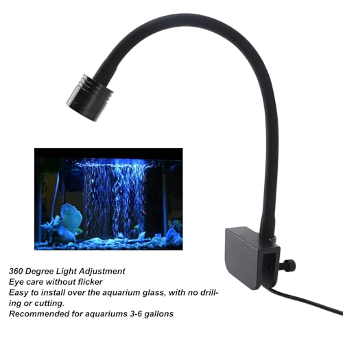Fish Tank Clip On Light for 3-6 Gallon Aquariums – LED Clamp Light with 360° Adjustable Gooseneck, USB Powered (Warm) - size: Warm Light