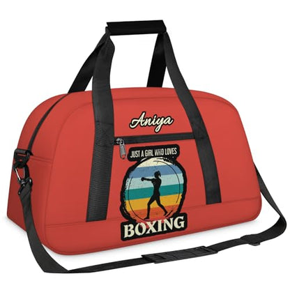 Custom Name Taekwondo Karate Duffle Bag for kids Girls - Personalized Martial Arts Gear Bag, Water-Resistant Sparring Equipment Bag, Who Loves Boxing Orange - color: Who Loves Boxing Orange