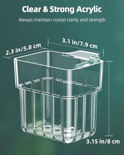 Pawfly 2 Pcs Clear Acrylic Aquarium Plant Holder for Fish Tanks, Top Hanging Fish Tank Planting Holder with Hook, Adjustable Aquarium Planter Cup
