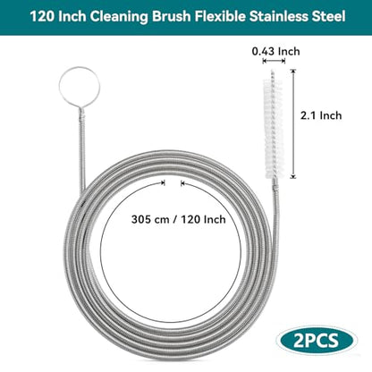2 Pack 120 Inch Flexible Drain Brush, Sunroof Drain Cleaning Tool for Ice Maker, Refrigerator & AC Drain Line - style: 120 IN