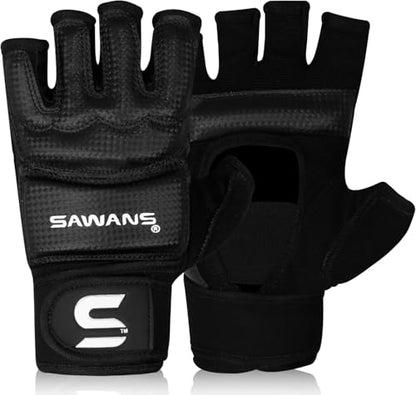 SAWANS MMA Gloves Karate Mitts Punch Bag Boxing Gloves Martial Arts Combat Taekwondo Kickboxing Mitts Fighting Grappling Training for Womens Mens Adults - size: Medium