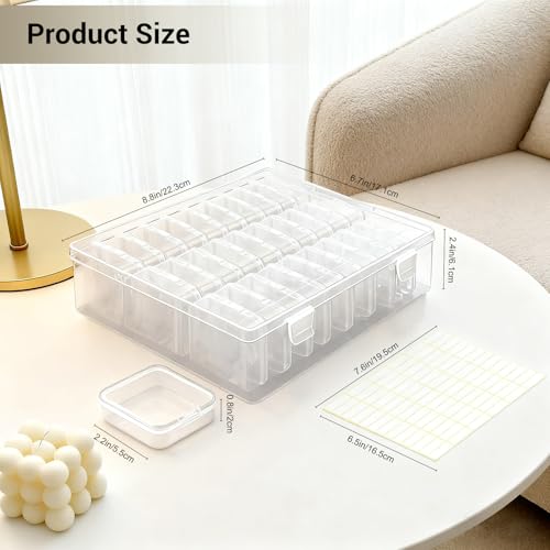 Bead Organizer Box, 60 Pcs Small Beads Storage with 168 Label Stickers, Clear Plastic Small Containers for Jewelry Making, Diamond Painting, DIY Art Crafts, Bracelet Making, Seeds (2 Pack) - color: 2-Pack 60 Pcs