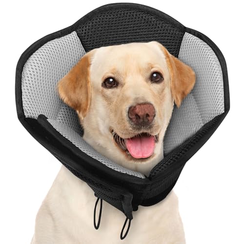 AOFITEE Large Dog Cone Adjustable Dog Cone to Stop Licking, Black XL - color: Black, size: X-Large