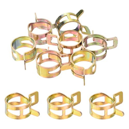 MECCANIXITY 15.6mm 5/8inch Spring Hose Clamps, Pipe Clamps, Pack of 10, Gold