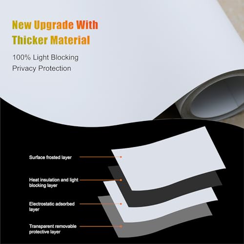 White Thickened Total Blackout Window Film, Sun Heat Blocking Privacy Cover for Glass, Removable Opaque Sun Blocking Heat Control Room Home Day Sleep Light Blocker 11.8"x 118" - color: White, size: 11.8" x 118"