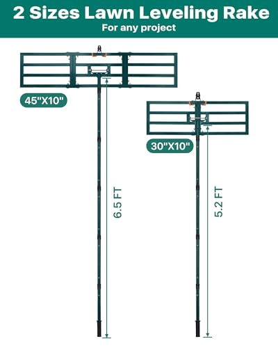 Lawn Leveling Rake 30"x10", Yard Leveling Rake with Wall-Mount Hook, Heavy-Duty Ground Leveler for Soil, Sand, Topsoil, Compost & Fertilizer - style: 30"x10"