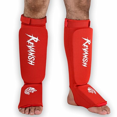 Sports Muay Thai Shin Guards – Durable Shin Pads for MMA, Kickboxing & Martial Arts Training | Adults & Kids Protective Gear | Sizes XXXS to XL - color: Red, size: X-Large