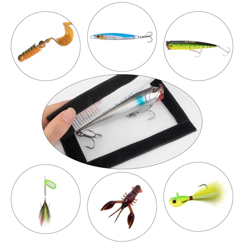 Dr.Fish 3 Pack Fishing Lure Wraps, Clear PVC Lure Hook Covers Fishing Rod Wraps Protectors Holder Storage in 2 Sizes for Hooks, Rod and Tackle Organizer