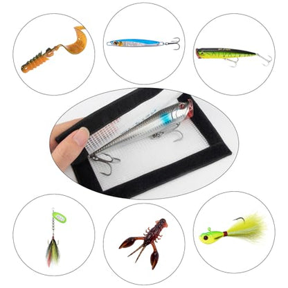 Dr.Fish 3 Pack Fishing Lure Wraps, Clear PVC Lure Hook Covers Fishing Rod Wraps Protectors Holder Storage in 2 Sizes for Hooks, Rod and Tackle Organizer