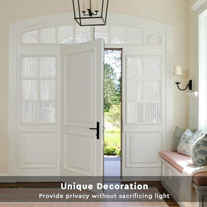 NINETREX Window Privacy Film,Frosted Glass Window Film,Window Frosting Film,Decorative Front Door Coverings Non-Adhesive Anti-UV Window Sticker for Home Office,Stripe Pattern,17.5 x 78.7Inches