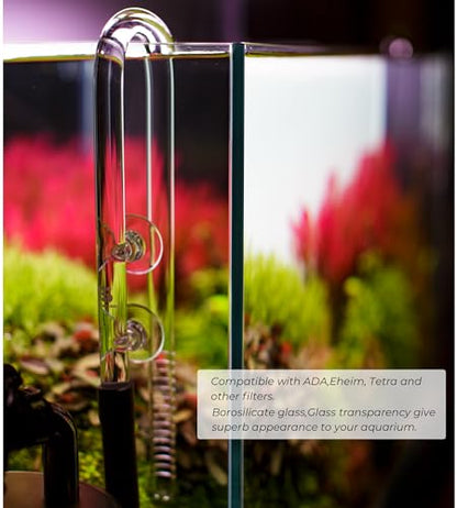 Aquarium Glass Lily Pipe,Unique Outflow Surface Skimmer.Ideal for Rimless Aquarium,1/2''(12/16mm) Tubing,C-Type Outflow 13mm/Standard.Item No.1321C.