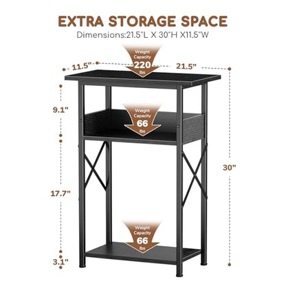 10 Gallon Fish Tank Stand with Storage Shelves, 3-Tier Aquarium Stand with Rust-Proof Metal Frame, Heavy Duty Waterproof Reptile Turtle Tank Stand for Home Office Up to 150LBS, 21.5" L x 11.5" W x 30" H, Black
