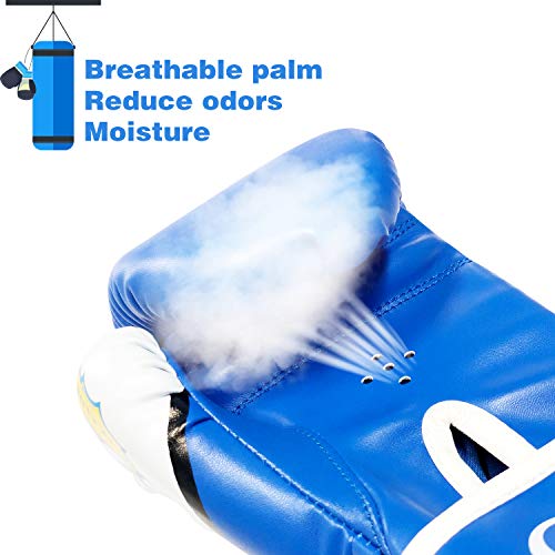 CKE Boxing Gloves for Kids Ages 5-12, Beginner Punch Bag Training Gloves - color: BLUE