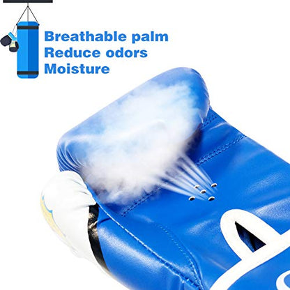 CKE Boxing Gloves for Kids Ages 5-12, Beginner Punch Bag Training Gloves - color: BLUE
