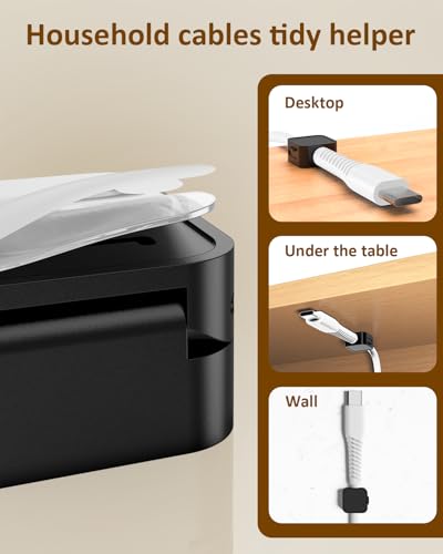 Magnetic Cable Clips – Magnetic Lock & Adjustable Cord Holder with Strong Adhesive – for Home/Office Desks, Cars, Walls – Manage USB, HDMI, Power Cords