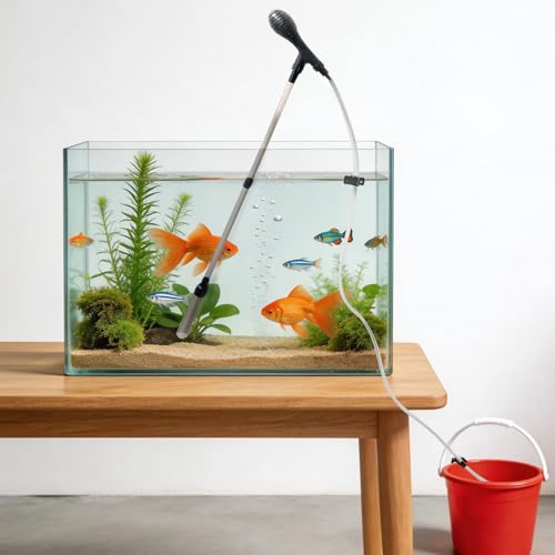 Gravel Vacuum for Aquarium-6.5Ft Hose Water Changer for Fish Tank Adjustable-Manual Siphon Pump Fish Tank Cleaner