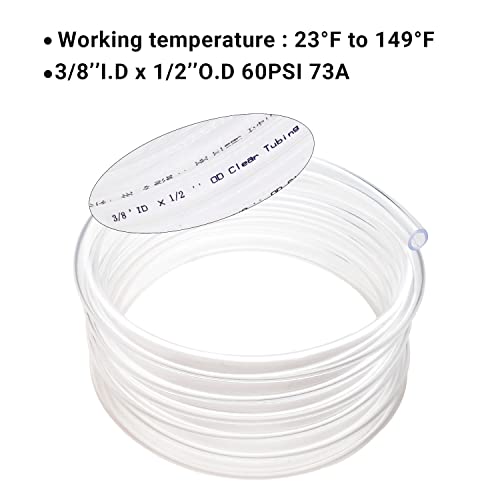 3/8’’ ID × 1/2’’ OD - 100 ft Clear Plastic Vinyl Tubing,Hybrid PVC Tubing Lightweight Non-Toxic vinyl Tube UV Chemical Resistant - size: 3/8'', style: 100 feet