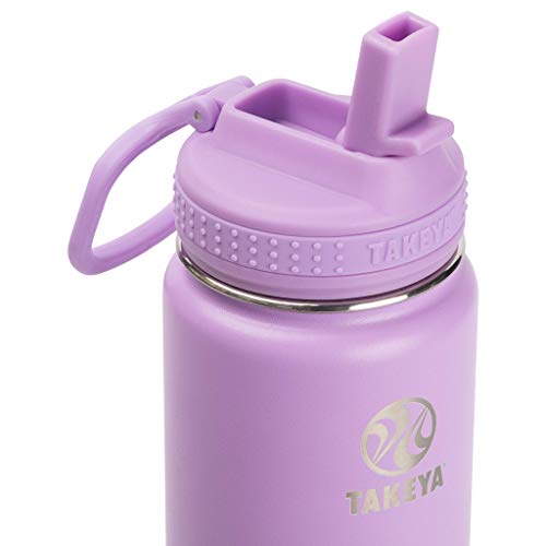 Takeya 18 oz Actives Stainless Steel Water Bottle with Straw Lid – Leakproof, Double-Wall Insulated, Keeps Drinks Cold 24 hrs/Hot 12 hrs, BPA-Free, Powder-Coated, Gym & Travel, Lilac - color: Lilac, size: 18 Ounces