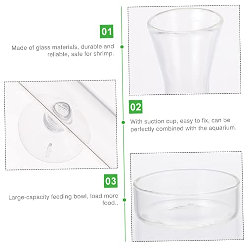Kisangel 1set Glass Shrimp Feeder Dish Aquarium Container for Fish and Shrimp Easy to Clean Leak Design for Aquariums