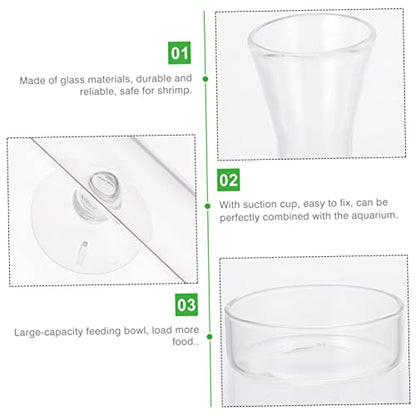 Kisangel 1set Glass Shrimp Feeder Dish Aquarium Container for Fish and Shrimp Easy to Clean Leak Design for Aquariums
