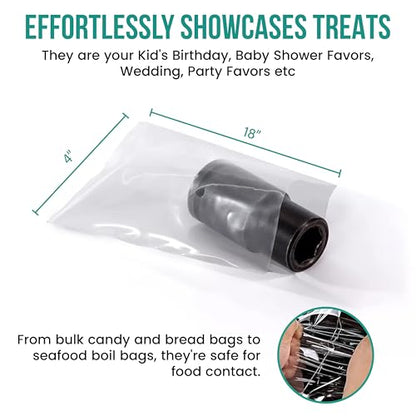 Levex - 4" x 18" (100 Count) Open End Flat Top - 3-Mil Heavy Duty Clear Poly Bags for Packaging, Shipping, Storage & Food (Bags Do Not Have a Seal or Prints) - size: 4" x 18" (100 Pack)