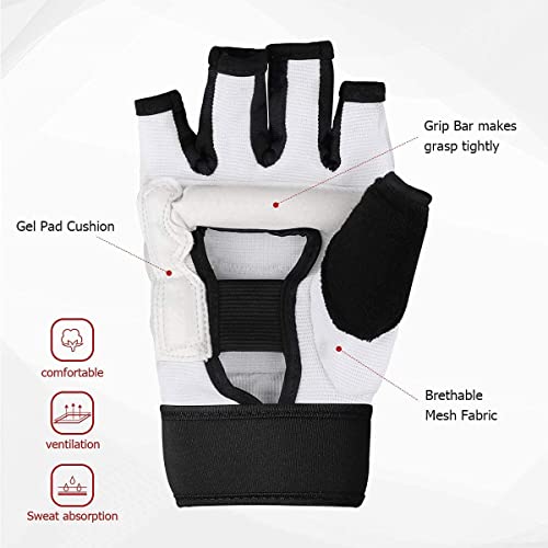 Taekwondo Karate Gloves & Sparring Gear Foot Protector Set, Boxing Sparring Foot Guard and Half-Finger Gloves for Martial Arts TKD Kung Fu Punch Bag Kickboxing MMA Training - size: Small