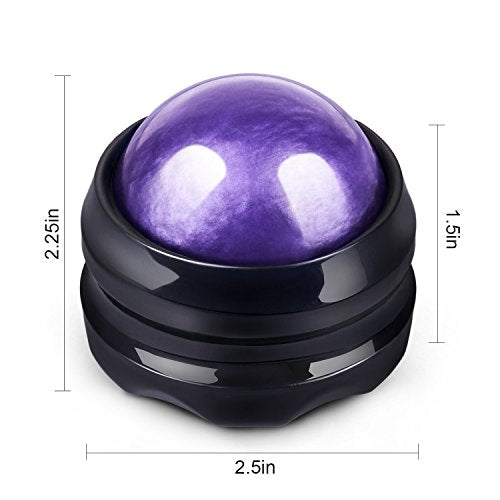 Solacium Manual Massage Roller Ball - Massager and Therapy Tool for Sore Muscles, Shoulders, Arms, Neck, Back, Feet, Body, Deep Tissue, Stiffness, Joint Pain, Stress Relief - color: Purple