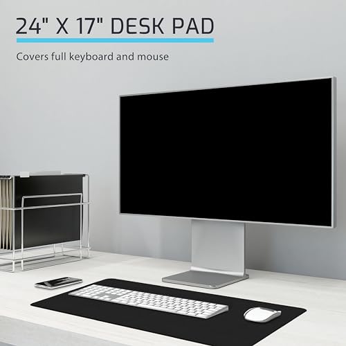 Leather Desk Mat for Keyboard and Mouse 24" x 17", Midnight Black Desk Pad, Extended Non-Slip Rectangular Keyboard Pad, Laptop and Desktop Computer Keyboard and Mouse Pad, Desk Blotter Mat