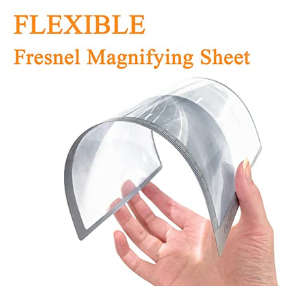 MAGDEPO 3X Page Magnifying Lens 8.6" x 6" Flexible Plastic Measuring Full Fresnel Sheet Ultra-Thin for Reading Book, The Bible, Map, Newspaper, Science, Hobbies with Card Size Magnifier
