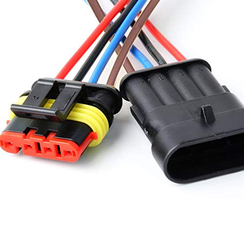 16 AWG Way Car Waterproof Electrical Connector,4 pin Plug Auto Electrical Wire Connectors Marine for Car, Truck, Boat, and Other Wire Connections.(5 Pack)¡­ - size: 4pin connector--5pack