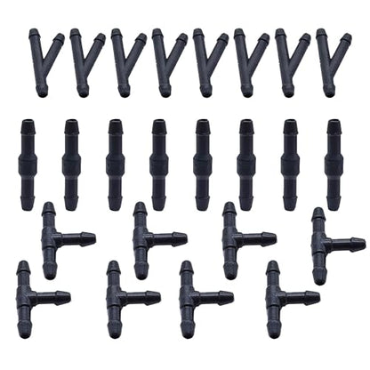 24Pcs Windshield Washer Hose Connector Kit 3-way(T-type) 3-way(Y-type)2-way (I-type) fit for Most Car Windshield Washer Tubing