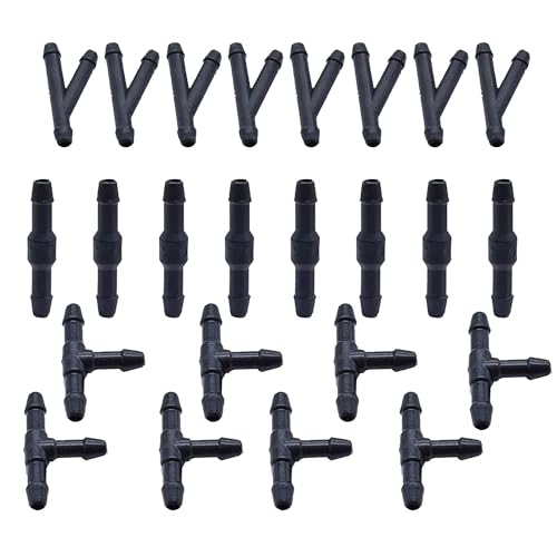 24Pcs Windshield Washer Hose Connector Kit 3-way(T-type) 3-way(Y-type)2-way (I-type) fit for Most Car Windshield Washer Tubing